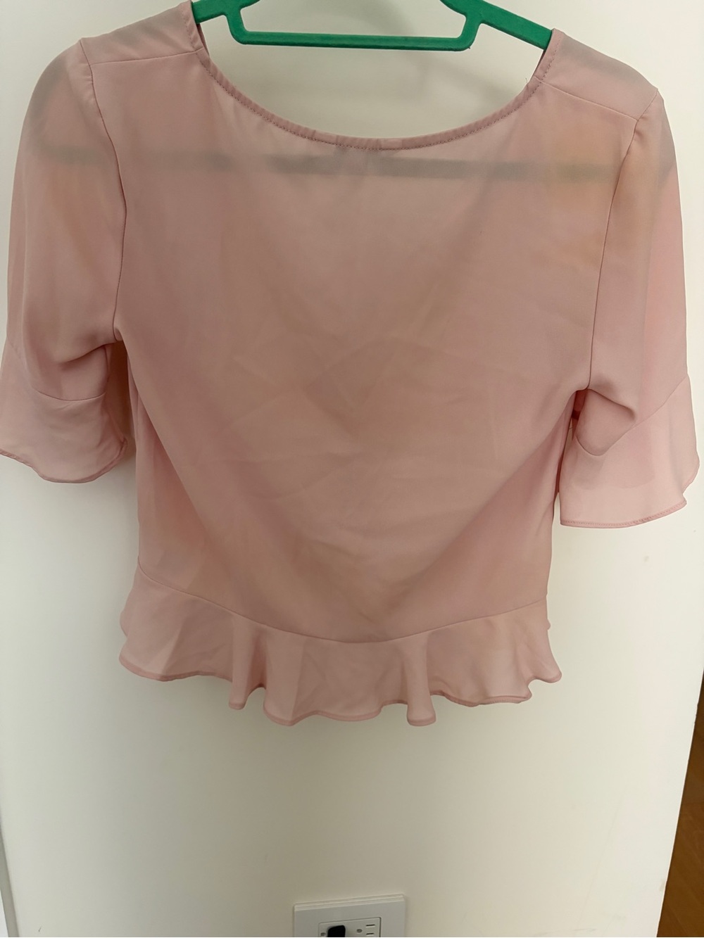 Express Blush Pink Ruffle Ruched V-Neck Top - Picture 2 of 3